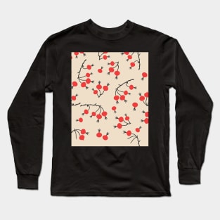 Rose Hips Branches Seamless Pattern Long Sleeve T-Shirt